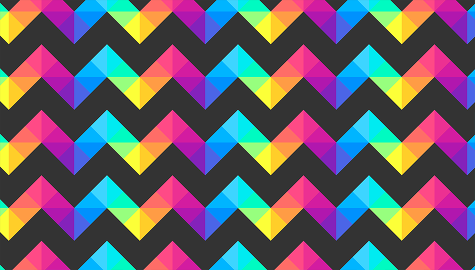 Rainbow chevron pattern on black