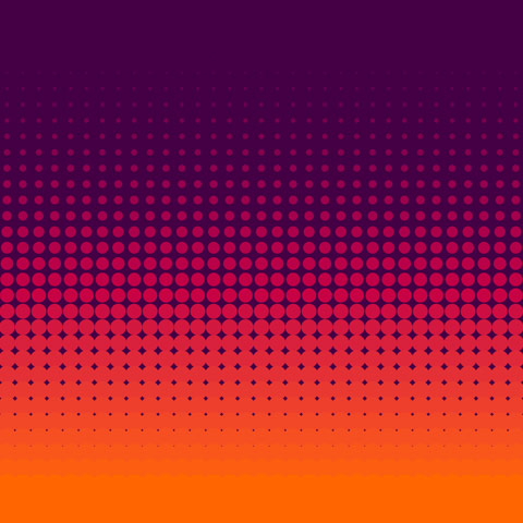 fire orange to red fade into purple halftone pattern