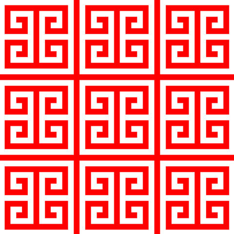 red and white Greek key pattern