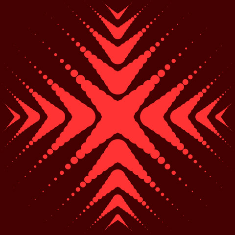 red refraction design with halftones in x pattern