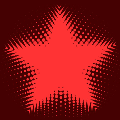 red 5-pointed star halftone shape