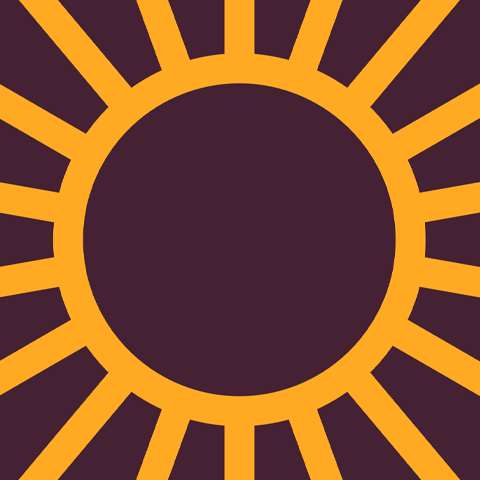 yellow abstract outlined sun over purple