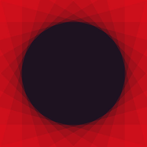 dark background circle made from rotated overlapping red squares