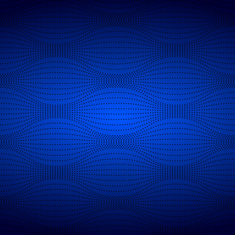 black dots in curved formation over blue radial gradient