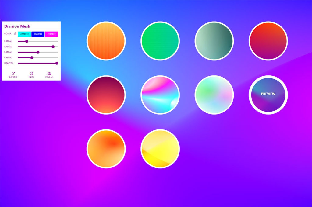 screenshot of mew mesh gradient designs