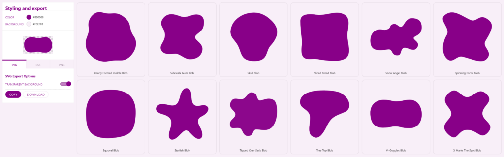 SVG blob gallery