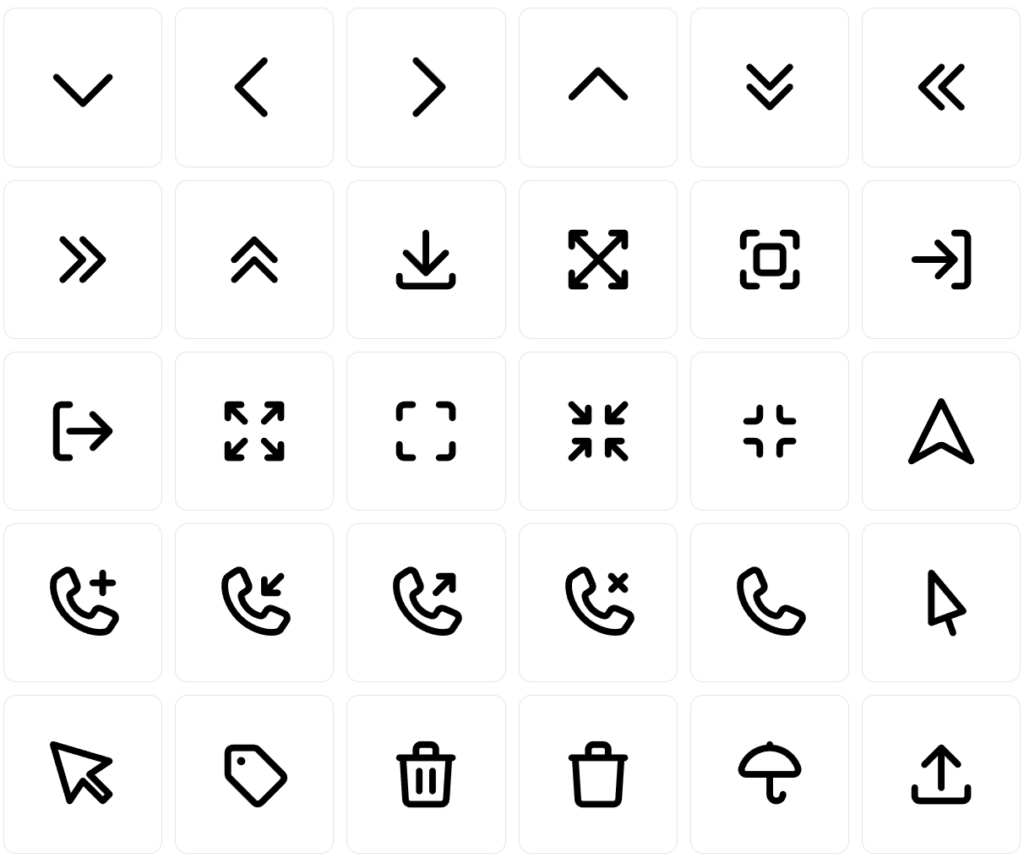 chevrons, arrows, and other foundational UI related icons